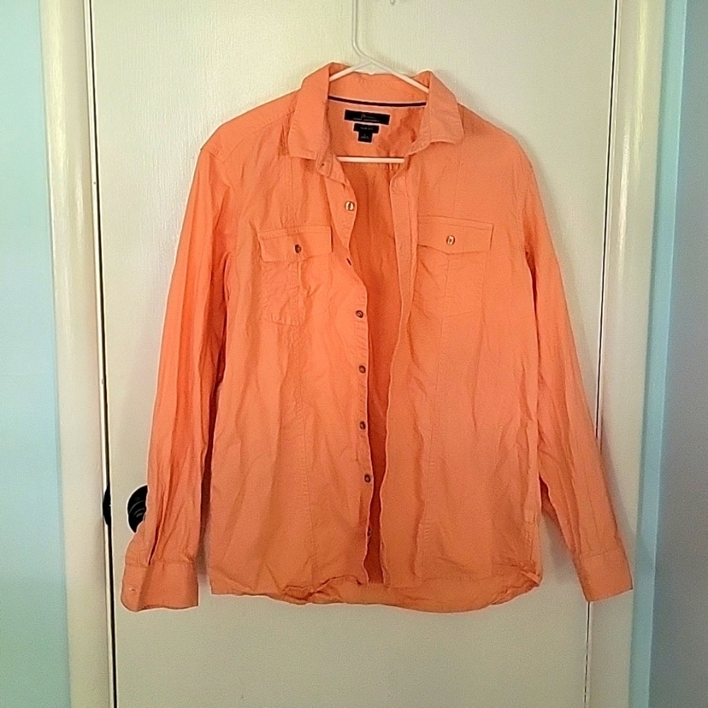 Marc Marc Anthony button up peach colored shirt